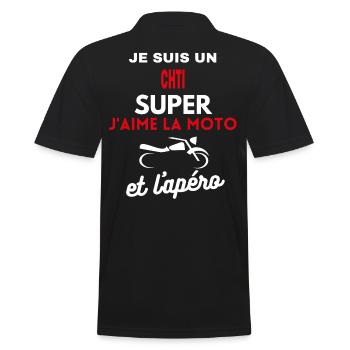 moto phrase drôle apéro CHTI citation - Polo Homme - noir - Dos - Kai (181cm)