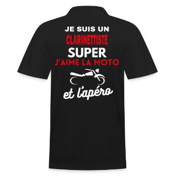 moto phrase drôle apéro CLARINETTISTE citation - Polo Homme - noir - Dos - Kai (181cm)