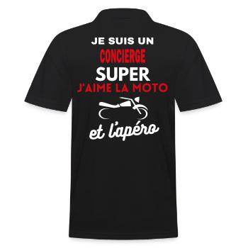 moto phrase drôle apéro CONCIERGE citation - Polo Homme - noir - Dos - Kai (181cm)