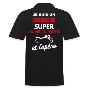 moto phrase drôle apéro CONSTRUCTEUR citation - Polo Homme - noir - Dos - Kai (181cm)