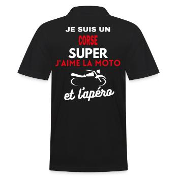 moto phrase drôle apéro CORSE citation - Polo Homme - noir - Dos - Kai (181cm)
