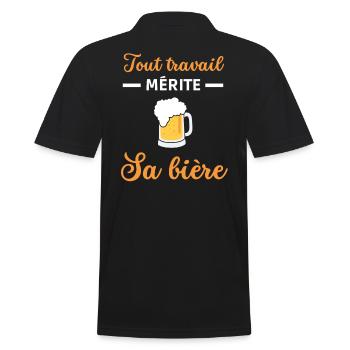 Tout travail mérite sa bière - Polo Homme - noir - Dos - Kai (181cm)