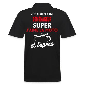 moto phrase drôle apéro DÉMÉNAGEUR citation - Polo Homme - noir - Dos - Kai (181cm)