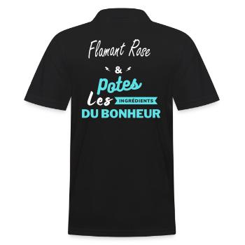 potes les ingrédients du bonheur Flamant Rose - Polo Homme - noir - Dos - Kai (181cm)