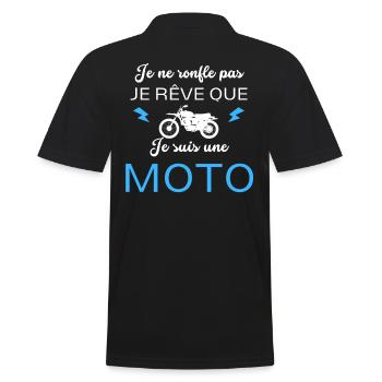 Je Ne Ronfle Pas Je Rêve Que Je Suis Une Moto - Polo Homme - noir - Dos - Kai (181cm)