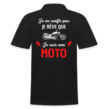 Je Ne Ronfle Pas Je Rêve Que Je Suis Une Moto - Polo Homme - noir - Dos - Kai (181cm)