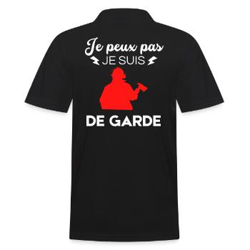 je peux pas je suis de garde pompier - Polo Homme - noir - Dos - Kai (181cm)