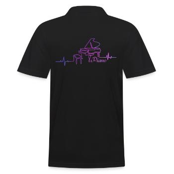 Piano Line Art rosa Herzschlag - Männer Poloshirt - Schwarz - Hinten - Kai (181cm)