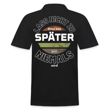Sprücheshirts Motivationssprüche Motivationsspruch - Männer Poloshirt - Schwarz - Hinten - Kai (181cm)