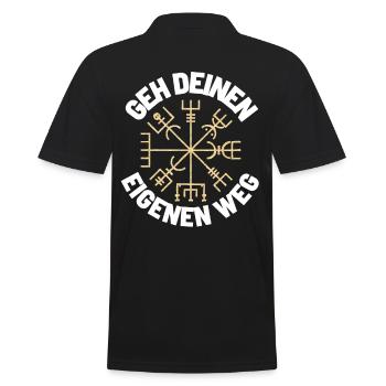 Wegweiser RUNEN viking CELTIC - VEGVISIR - Männer Poloshirt - Schwarz - Hinten - Kai (181cm)