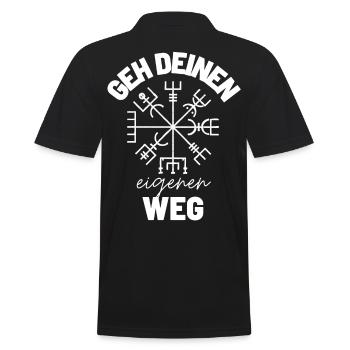 Wegweiser RUNEN viking CELTIC - VEGVISIR - Männer Poloshirt - Schwarz - Hinten - Kai (181cm)