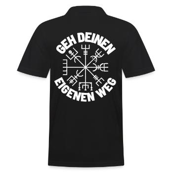 Wegweiser RUNEN viking CELTIC - VEGVISIR - Männer Poloshirt - Schwarz - Hinten - Kai (181cm)