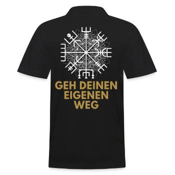 Wegweiser RUNEN VEGVISIR - Männer Poloshirt - Schwarz - Hinten - Kai (181cm)