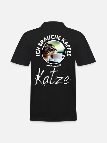 Katze Katzen Kaffee - Männer Poloshirt - Schwarz