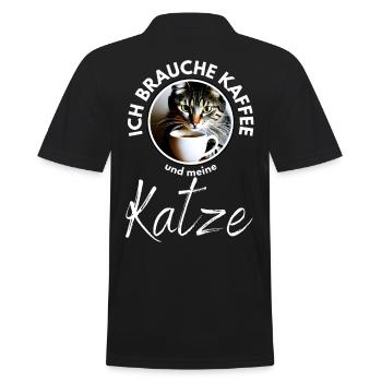 Katze Katzen Kaffee - Männer Poloshirt - Schwarz - Hinten - Kai (181cm)