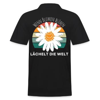 Blumen Garten Gärtner Blumenstrauß BLUMENLIEBE - Männer Poloshirt - Schwarz - Hinten - Kai (181cm)