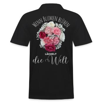 Blumen Garten Gärtner Blumenstrauß BLUMENLIEBE - Männer Poloshirt - Schwarz - Hinten - Kai (181cm)