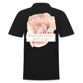 Blumen Garten Gärtner Blumenstrauß BLUMENLIEBE - Männer Poloshirt - Schwarz - Hinten - Kai (181cm)