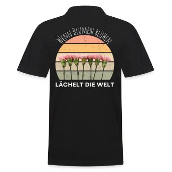 Blumen Garten Gärtner Blumenstrauß BLUMENLIEBE - Männer Poloshirt - Schwarz - Hinten - Kai (181cm)