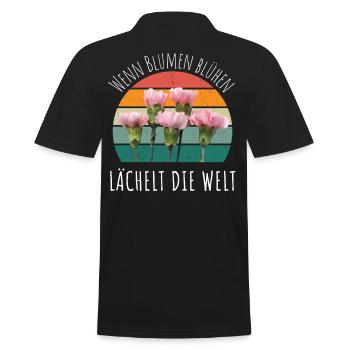 Blumen Garten Gärtner Blumenstrauß BLUMENLIEBE - Männer Poloshirt - Schwarz - Hinten - Kai (181cm)