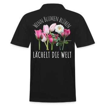 Blumen Garten Gärtner Blumenstrauß BLUMENLIEBE - Männer Poloshirt - Schwarz - Hinten - Kai (181cm)