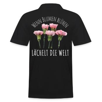 Blumen Garten Gärtner Blumenstrauß BLUMENLIEBE - Männer Poloshirt - Schwarz - Hinten - Kai (181cm)