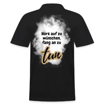 POSITIVE EINSTELLUNG MINDSET Motivation - Männer Poloshirt - Schwarz - Hinten - Kai (181cm)