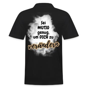 POSITIVE EINSTELLUNG MINDSET Motivation - Männer Poloshirt - Schwarz - Hinten - Kai (181cm)
