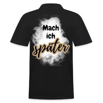 POSITIVE EINSTELLUNG MINDSET Motivation - Männer Poloshirt - Schwarz - Hinten - Kai (181cm)