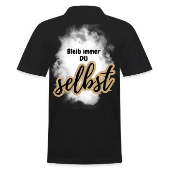 POSITIVE EINSTELLUNG MINDSET Motivation - Männer Poloshirt - Schwarz - Hinten - Kai (181cm)