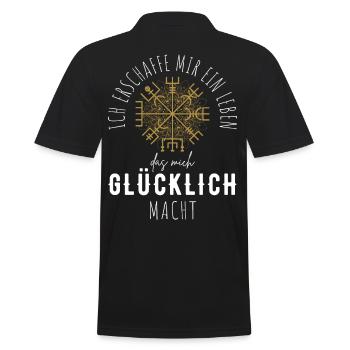 Wegweiser Motivation - VEGVISIR - Männer Poloshirt - Schwarz - Hinten - Kai (181cm)