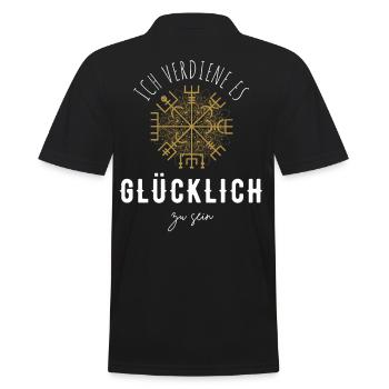 Wegweiser MOTIVATION - VEGVISIR - Männer Poloshirt - Schwarz - Hinten - Kai (181cm)
