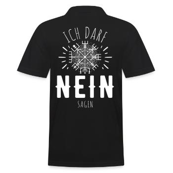 Wegweiser RUNEN Motivation - VEGVISIR - Männer Poloshirt - Schwarz - Hinten - Kai (181cm)