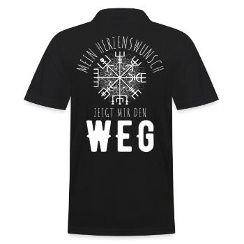 Wegweiser RUNEN Motivation - VEGVISIR - Männer Poloshirt - Schwarz - Hinten - Kai (181cm)
