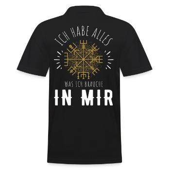 Wegweiser RUNEN Motivation - VEGVISIR - Männer Poloshirt - Schwarz - Hinten - Kai (181cm)