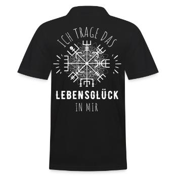 Wegweiser RUNEN Motivation - VEGVISIR - Männer Poloshirt - Schwarz - Hinten - Kai (181cm)