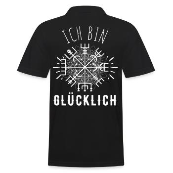 Wegweiser RUNEN Motivation - VEGVISIR - Männer Poloshirt - Schwarz - Hinten - Kai (181cm)