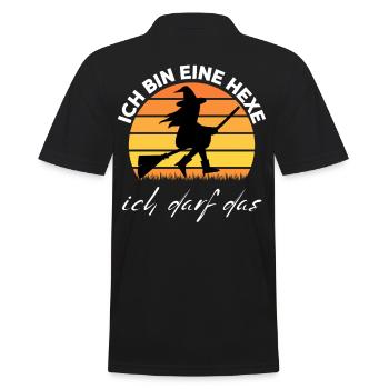Ich bin eine HEXE ich darf das - Männer Poloshirt - Schwarz - Hinten - Kai (181cm)