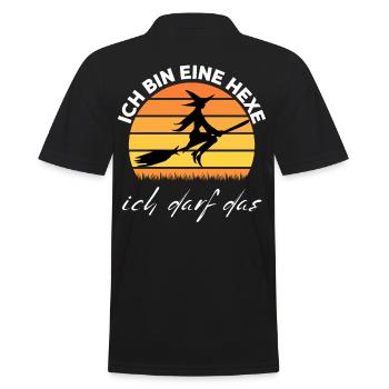 Ich bin eine HEXE ich darf das - Männer Poloshirt - Schwarz - Hinten - Kai (181cm)