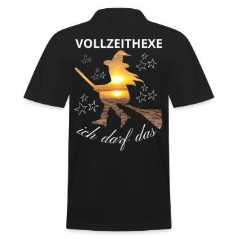 VOLLZEITHEXE ich darf das HEXE HEXEN hexen - Männer Poloshirt - Schwarz - Hinten - Kai (181cm)