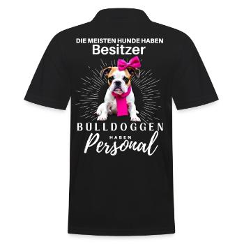 Bulldogge Bulldog Bulldoggen Mama Papa - Männer Poloshirt - Schwarz - Hinten - Kai (181cm)