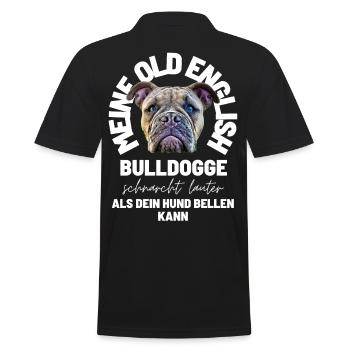 Bulldogge SCHNARCHT LAUTER ... Bulldog Bulldoggen - Männer Poloshirt - Schwarz - Hinten - Kai (181cm)