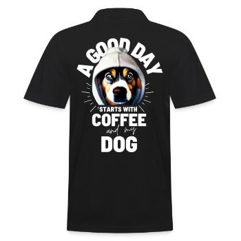EIN GUTER TAG BEGINNT ... HUND Hunde Kaffee - Männer Poloshirt - Schwarz - Hinten - Kai (181cm)