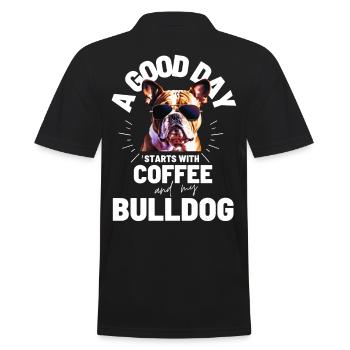 A GOOD DAY STARTS with Coffee & Bulldog - Men's Polo Shirt - black - Back - Kai (181cm)