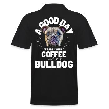 A GOOD DAY STARTS with Coffee & Bulldog - Men's Polo Shirt - black - Back - Kai (181cm)
