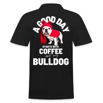 A GOOD DAY STARTS with Coffee & Bulldog - Men's Polo Shirt - black - Back - Kai (181cm)