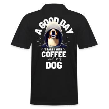 EIN GUTER TAG BEGINNT ... HUND Hunde Kaffee - Männer Poloshirt - Schwarz - Hinten - Kai (181cm)