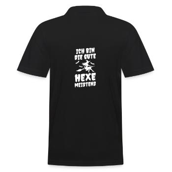 Witch Witch Broom Witch Costume Halloween - Men's Polo Shirt - black - Back - Kai (181cm)
