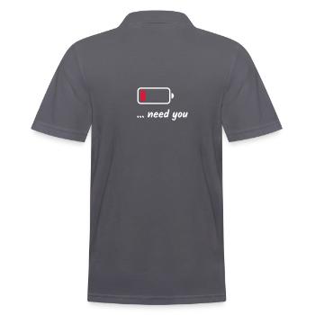 Low Battery Need You White - Men's Polo Shirt - charcoal grey - Back - Nico (186cm)