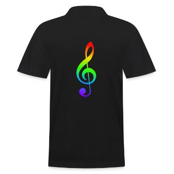 Notenschlüssel Regenbogenfarben - Männer Poloshirt - Schwarz - Hinten - Kai (181cm)